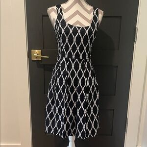 Banana Republic Black and White Geometric Midi Dress